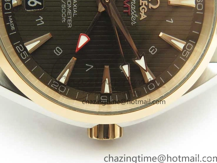 0511 Aqua Terra 150M GMT SS RG VSF 1:1 Best Edition Brown Textured Dial on SS RG Bracelet A8605 Super Clone Original 8058